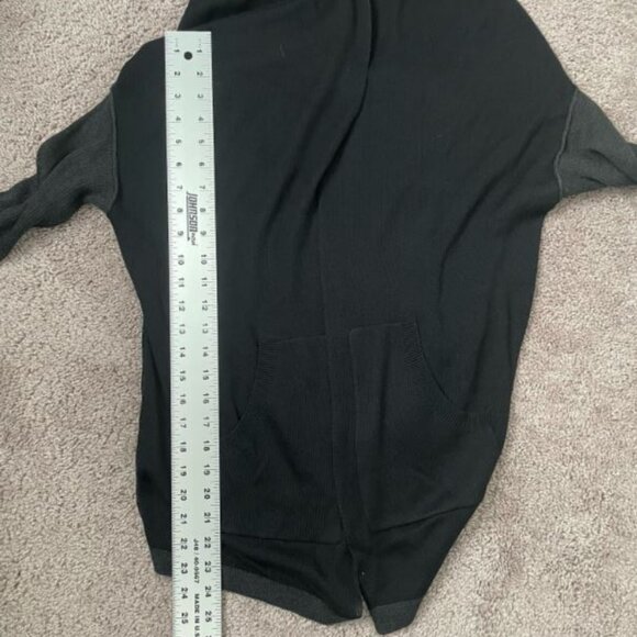 Lululemon Cardigan Womens Cabin Yogi Wrap Gray Black Pockets Hooded Thumb Holes - Picture 9 of 9